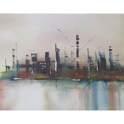 'Cityscape', aquarel, 40x50 cm