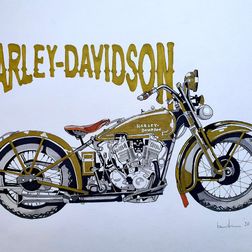 'Harley-Davidson', aquarel, 40x50 cm