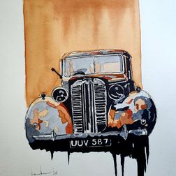 'Old car', aquarel, 40x50 cm