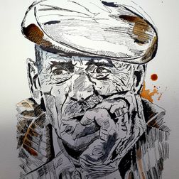 'Old man', pen&wash, 40x50 cm